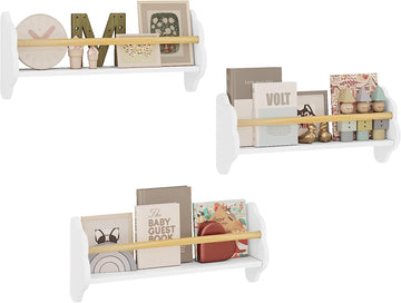 3-delig kinderboekenrek voor wandmontage | Wit | 55x23x12,7 cm