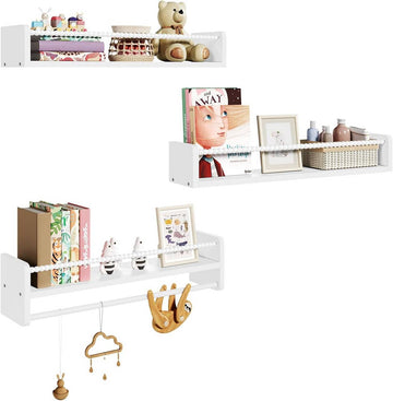 3-delige kinderwandplank voor boeken en speelgoed | Wit | 60x14x15 cm