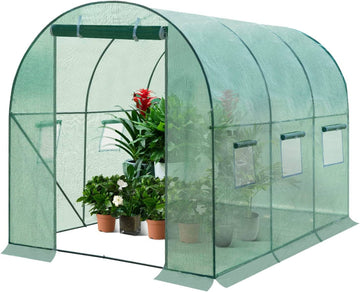 Foliekas met deur en 6 ramen | Groen | 200x300x200 cm