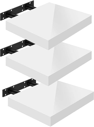 Set van 3 zwevende wandplanken | Wit | 25x3.8x22.9 cm