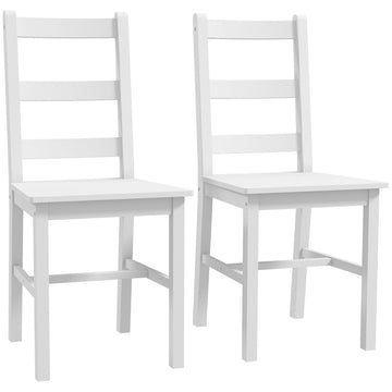 Set van 2 witte eetkamerstoelen - Houten stoelen | Kleur: Wit | Afmetingen: 46x41.5x90 cm