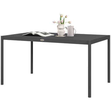 Aluminium tuintafel voor 6 personen | Kleur: Donkergrijs | Afmetingen: 90x145x74 cm