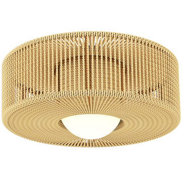 Boho plafondlamp met henneptouw en G9-ledfitting | Kleur: Bruin | Afmetingen: 30x30x16 cm