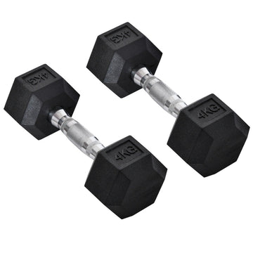 Hexagonale dumbbells (2 stuks) | Kleur: Zwart | Afmetingen: 10,5x10,5x7,2 cm