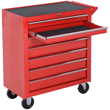 Gereedschapstrolley met 2 kleine en 5 grote laden | Kleur: Rood | Afmetingen: 33x69x75 cm