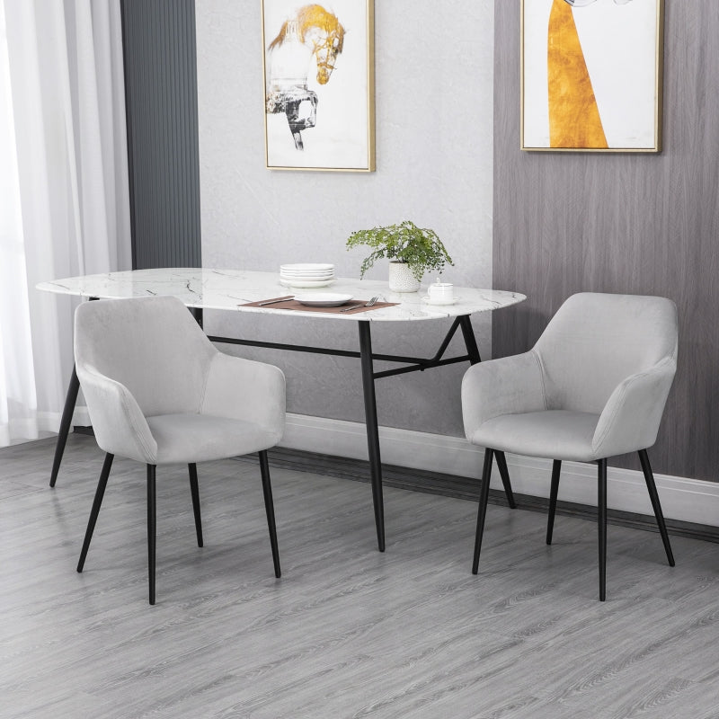 Set van 2 eetkamerstoelen - Fluwelen stoelen | Kleur: Beige | Afmetingen: 57x54x80 cm