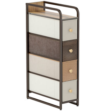 Smalle stoffen ladekast met 4 laden | Kleur: Meerkleurig | Afmetingen: 20x47x84,5 cm