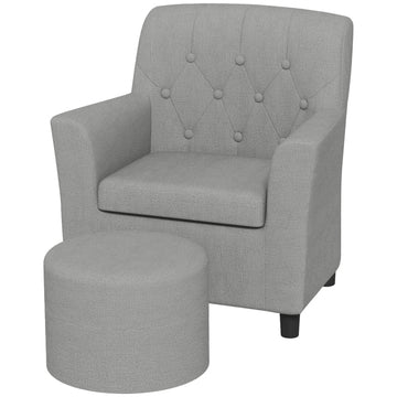 Kinderfauteuilset met voetenbankje - 2-delig | Kleur: Grijs | Afmetingen: 43x45x50.5 cm