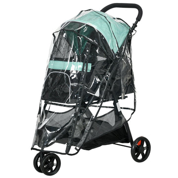 Opvouwbare hondenbuggy met regenhoes | Kleur: Groen, zwart | Afmetingen: 51.5x80.5x100 cm