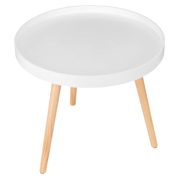 Ronde bijzettafel van hout met 3 poten | Wit | 50x50x44 cm