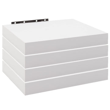 4-delige set wandplanken MDF zwevend | Wit | 25x22,9x3,8 cm