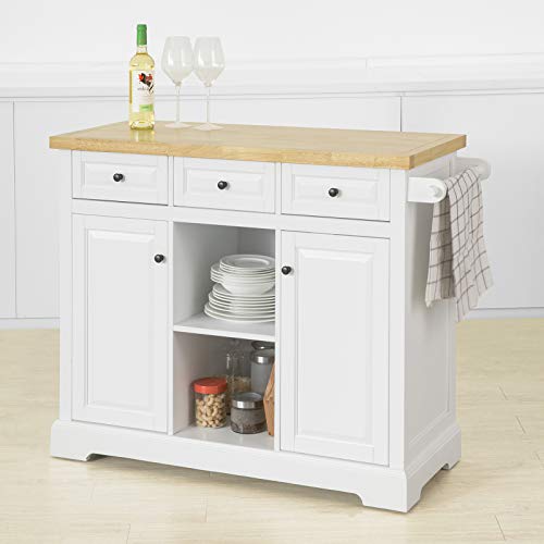 Keukenopbergwagen Keukenkast Kast Dressoir Keukeneiland met 3 Laden 2 Open Planken 2 Deuren