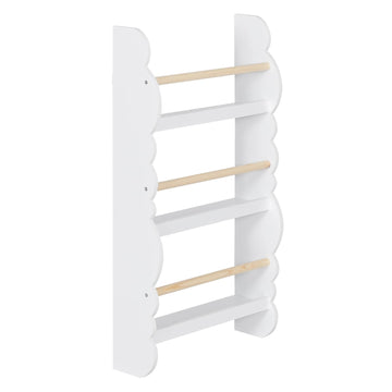 Kinderboekenrek wandrek met 3 planken | Wit | 42,5x14,5x80 cm