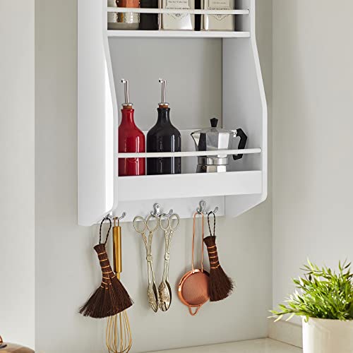 Wandgemonteerd Plankrek met 3 Planken & 3 Haken - Keuken Wandplank Kruidenrek-Keuken Opbergrek Plank