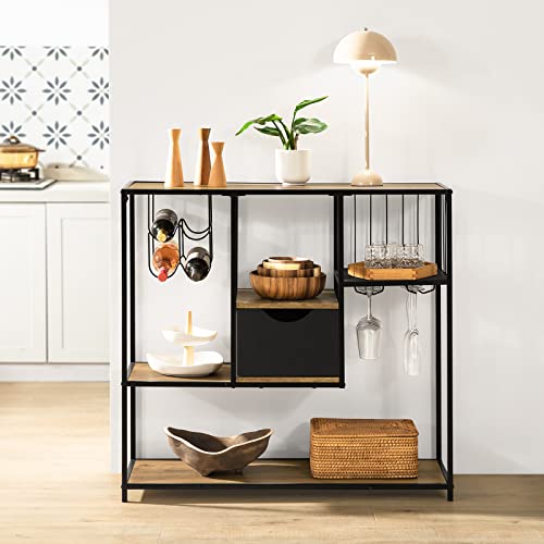 Industriële stijl Keuken Eetkamer Opbergplank Dressoir Bijzettafel Bijzettafel Wijnrek