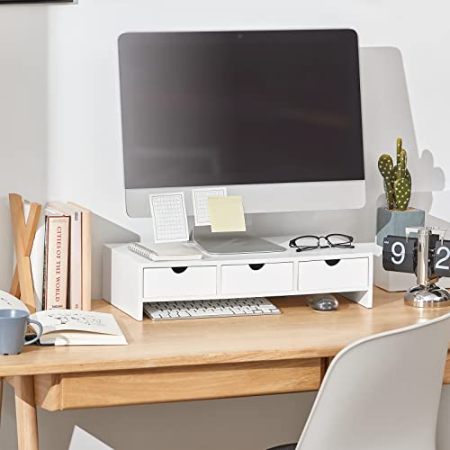 Monitorstandaard Computerscherm Monitorstandaard -Monitor Riser Bureau-organizer met 3 laden