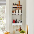Wandgemonteerd Plankrek met 3 Planken & 3 Haken - Keuken Wandplank Kruidenrek-Keuken Opbergrek Plank