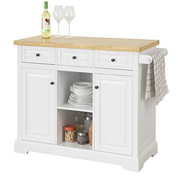 Keukenopbergwagen Keukenkast Kast Dressoir Keukeneiland met 3 Laden 2 Open Planken 2 Deuren