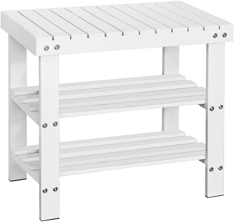Bamboe 2-laags schoenenrek - Schoenenbank - Badkamerplank - B50 x D29 x H46cm