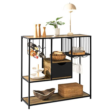 Industriële stijl Keuken Eetkamer Opbergplank Dressoir Bijzettafel Bijzettafel Wijnrek