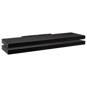 Set van 2 wandplanken | Zwart | 120x22,9x3,8 cm