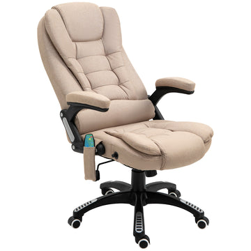 Massage bureaustoel met warmtefunctie | Kleur: Bruin | Afmetingen: 72x68x110-120 cm
