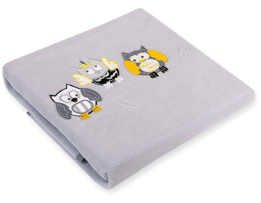 Babydeken, fleece deken, extra zacht & warm – 70x100cm – grijs-geel – wasbaar