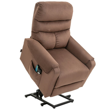 Elektrische sta-opstoel met massage en tv-functie | Kleur: Bruin | Afmetingen: 79x97x103 cm