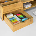 Bamboe Monitorstandaard - Computerscherm - Monitorstandaard - Monitor Riser Bureau-organizer 2 Planken 2 Laden