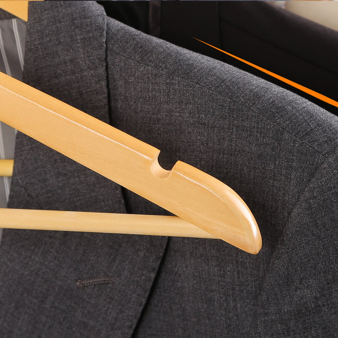 50-delige esdoornhouten kledinghangers - naturel - broekenstang - verchroomde haken - 44,5 cm