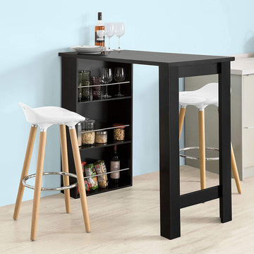 keukeneettafel - bartafel salontafel met opbergrek op 3 niveaus