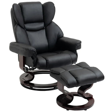 Relaxfauteuil met voetenbank | Kleur: Zwart | Afmetingen: 79x80x100 cm