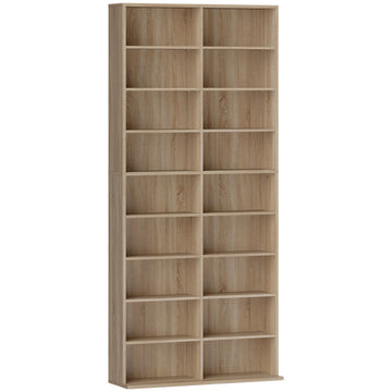 DVD-kast met 18 vakken voor 640 cd's | Kleur: Natuurhout | Afmetingen: 78,5x24x175 cm