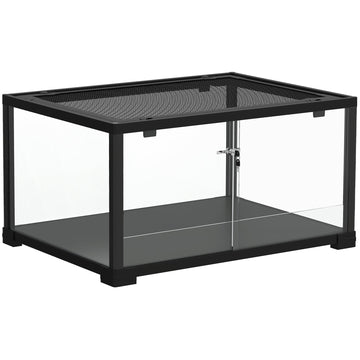 Reptielenterrarium 86 L met slot | Kleur: Zwart + transparant | Afmetingen: 45x60x32 cm