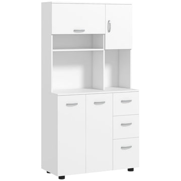 Witte keukenkast met lades en planken | Kleur: Wit | Afmetingen: 89x39.5x168 cm