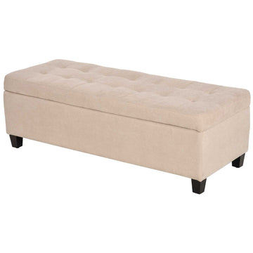 Opbergbank - Gestoffeerde zitbank | Kleur: Beige | Afmetingen: 125x49x41.5 cm