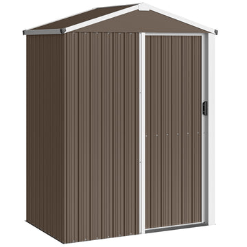 Metalen tuinhuisje 1,1 m² met schuifdeur | Kleur: Bruin | Afmetingen: 136x87x179 cm