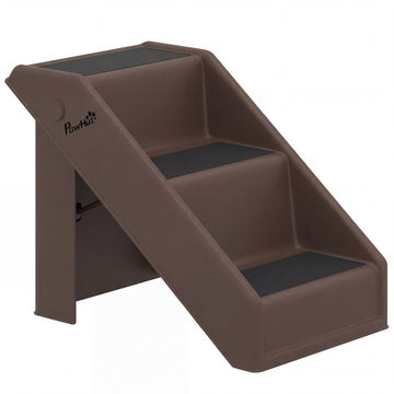 Hondentrap 3 treden, inklapbaar voor kleine honden | Kleur: Bruin | Afmetingen: 30,5x53x36,5 cm