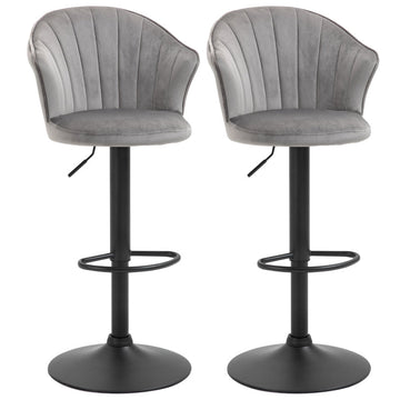 Set van 2 verstelbare barkrukken | Kleur: Grijs | Afmetingen: 51x53x92-112 cm
