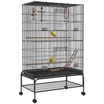 Vogelkooi - Ruime vogelkooi met speelplek | Kleur: Zwart | Afmetingen: 58x97x160 cm