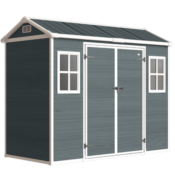 Gartenschuur 2,77 m² met dubbele deur en ramen | Kleur: Grijs | Afmetingen: 244x131x201 cm