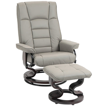 Relaxfauteuil met hocker - 130° draaibaar | Kleur: Grijs | Afmetingen: 76x85x104 cm
