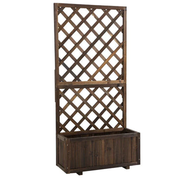 Plantenbak met trellis | Kleur: Bruin | Afmetingen: 72,5x31,5x149,5 cm