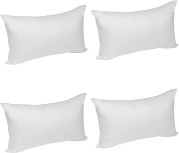 4 Kussenhoezen van 100% Katoen met Rits | Wit | 30x50 cm