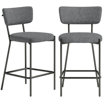 Barhockers 2-delig met rugleuning | Kleur: Grijs | Afmetingen: 49x53x93 cm