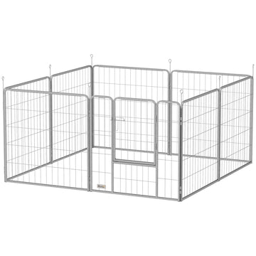 Hondenren met 8 panelen - Opvouwbare dierenren | Kleur: Zilver | Afmetingen: 160x160x80 cm