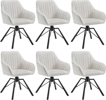 Draaibare eetkamerstoelen 6-delige set fluweel met armleuningen | 58x53,5x83,5 cm