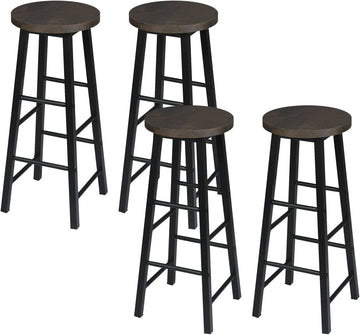 4-delige set barhockers van staal en MDF | Zwart-roestkleur | 30x30x71 cm