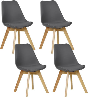 4-delige set eetkamerstoelen van kunstleer en hout | 48x40,5x82 cm