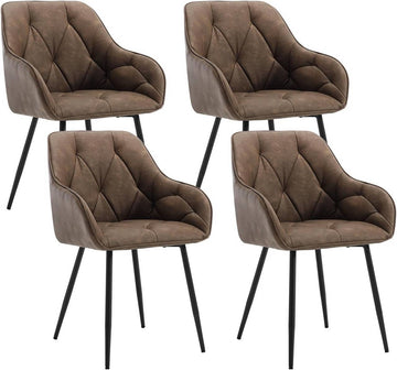 Set van 4 eetkamerstoelen met armleuningen | Donkerbruin | 56x53x83,5 cm